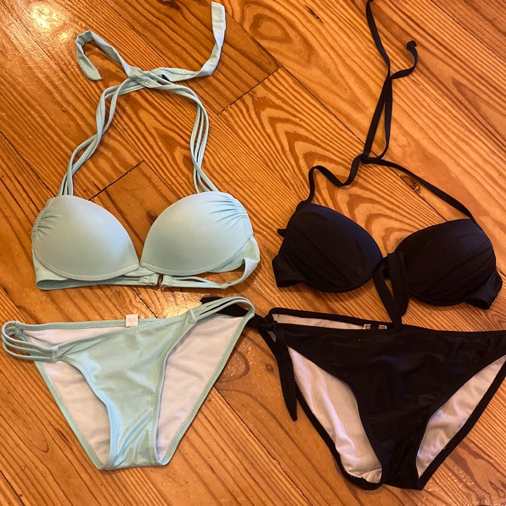 Mint green bikini and black bikini size small